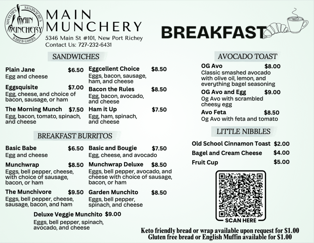 Main Munchery Breakfast Menu