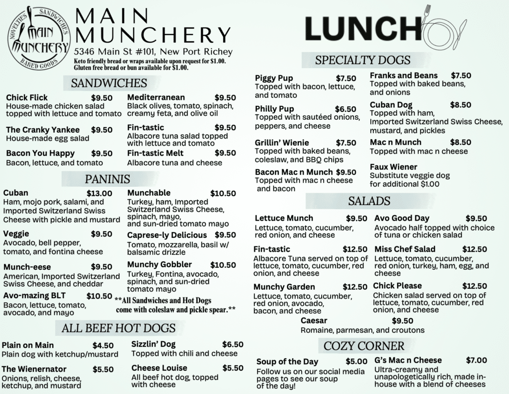 Main Munchery Lunch Menu