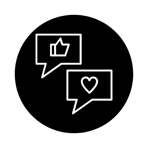 social media heart and thumbs up